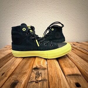 Converse Chuck Taylor II Shield Canvas High Top Black Volt Yellow Men 5 women 7